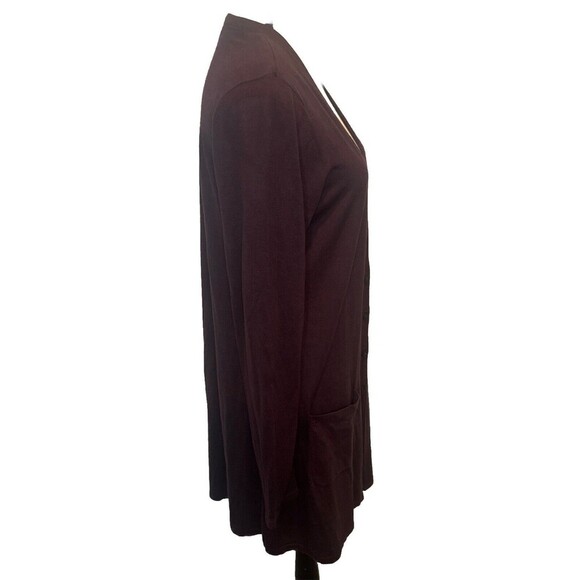 J. Jill Deep PURPLE Button Front Long Knit Cardigan Pockets Cotton Rayon M Tall - Picture 4 of 9